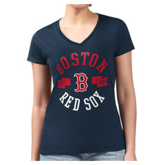 Boston Red Sox G-III 4Her by Carl Banks Women's Super-Slim Fit Lightweight Collage Team Graphic V-Neck T-Shirt - Navy - MLB Online