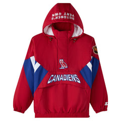 Montreal Canadiens OVO x Starter Half-Zip Hooded Jacket - Red - NHL 202034618