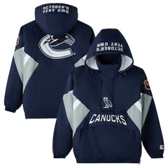 Vancouver Canucks OVO x Starter Half-Zip Hooded Jacket - Blue - NHL 202034621
