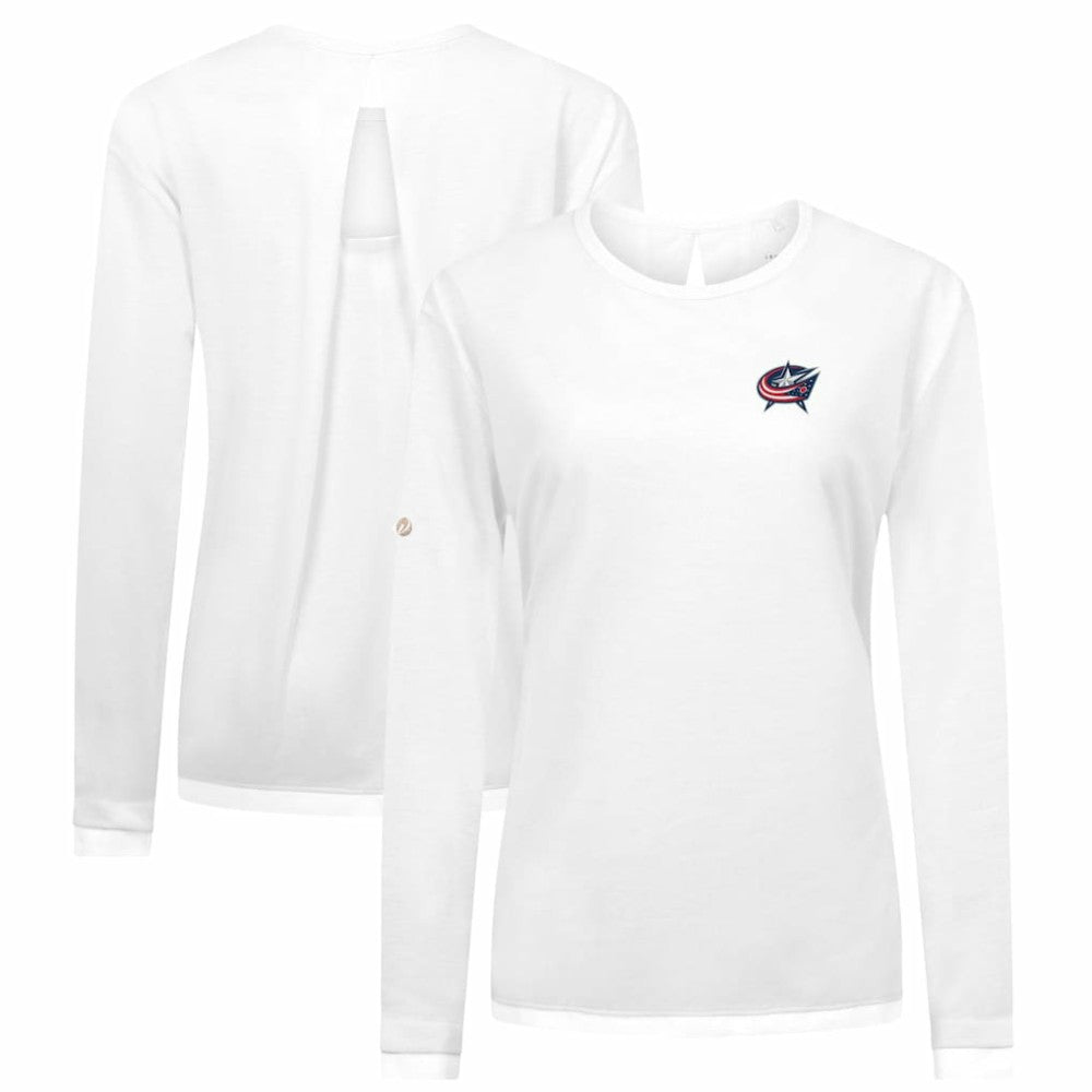 Columbus Blue Jackets Levelwear Women's Sequoia Primary Logo Long Sleeve T-Shirt - White - NHL 202038909