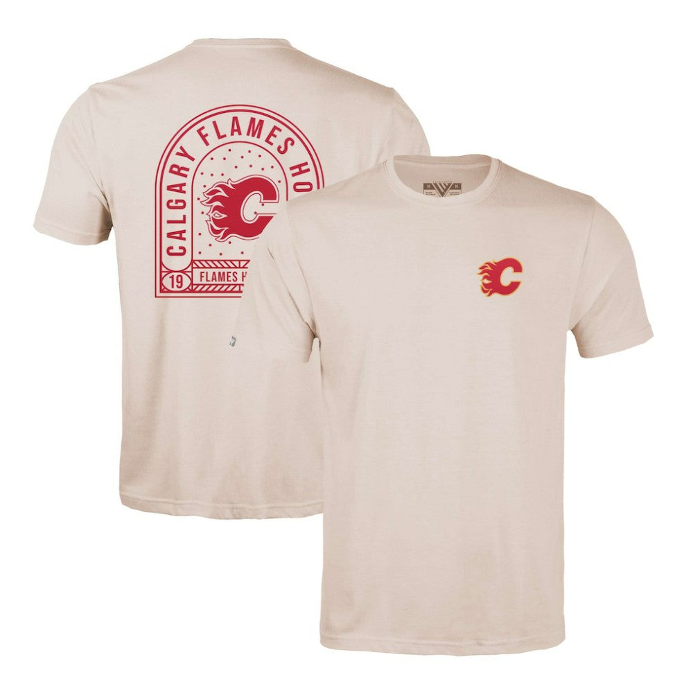 Calgary Flames Levelwear Richmond Stained Glass T-Shirt - Khaki - NHL 202038990