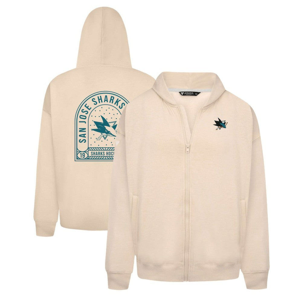 San Jose Sharks Levelwear Uphill Stained Glass Full-Zip Hoodie Jacket - Khaki - NHL 202039358