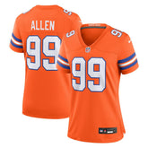 Nike Zach Allen Denver Broncos Women's Mile High Collection 1977 Throwback Player Game Jersey Orange
