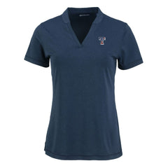 Texas Rangers Cutter & Buck Women's Forge Stretch Blade DryTec V-Neck Polo - Heather Navy - MLB on Sale
