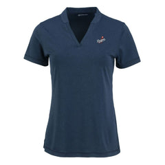 Los Angeles Dodgers Cutter & Buck Women's Forge Stretch Blade DryTec V-Neck Polo - Heather Navy - MLB Sale