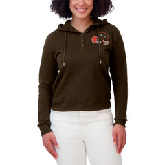 Cleveland Browns WEAR by Erin Andrews Women's Plus Size Waffle Hoodie Pullover Top Brown