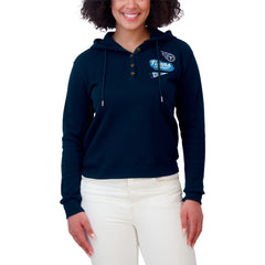 Tennessee Titans WEAR by Erin Andrews Women's Plus Size Waffle Hoodie Pullover Top Navy