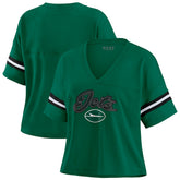 New York Jets WEAR by Erin Andrews Women's Plus Size Color Block Boxy T-Shirt Green/White