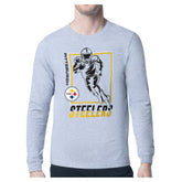 Pittsburgh Steelers Starter Player Grid Long Sleeve T-Shirt Heather Gray