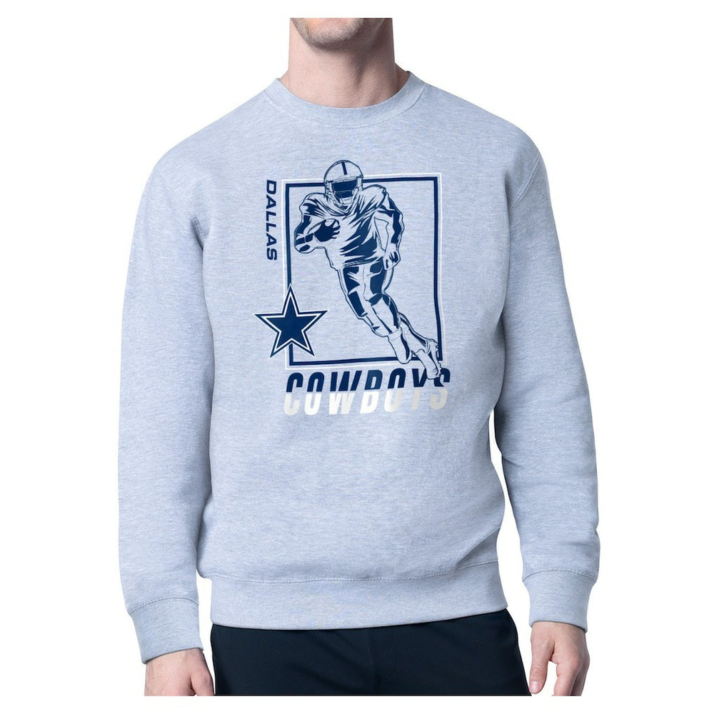 Dallas Cowboys Starter Player Grid Pullover Sweatshirt Heather Gray