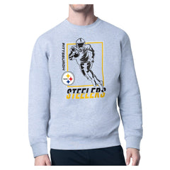Pittsburgh Steelers Starter Player Grid Pullover Sweatshirt Heather Gray