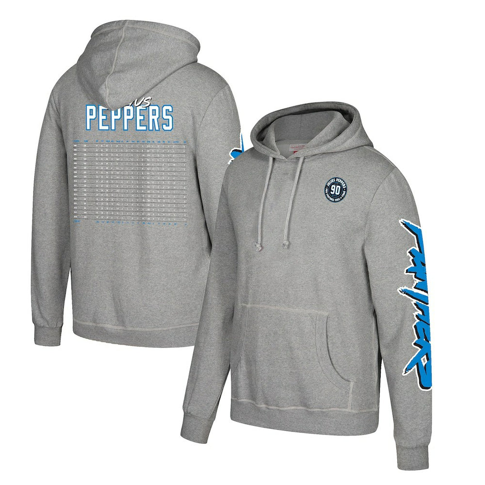 Mitchell & Ness Julius Peppers Carolina Panthers Name & Number Pullover Hoodie – Heather Gray