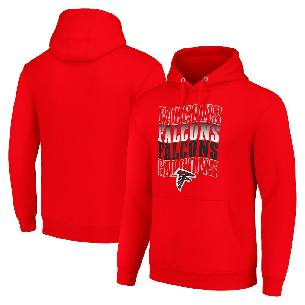 Atlanta Falcons Starter Four Team Name Logo Fleece Pullover Hoodie Red