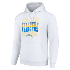 Los Angeles Chargers Starter Four Team Name Logo Fleece Pullover Hoodie White