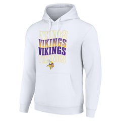 Minnesota Vikings Starter Four Team Name Logo Fleece Pullover Hoodie White