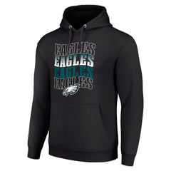 Philadelphia Eagles Starter Four Team Name Logo Fleece Pullover Hoodie Black