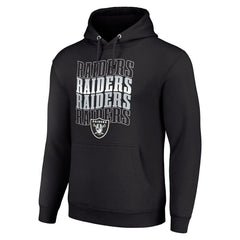 Las Vegas Raiders Starter Four Team Name Logo Fleece Pullover Hoodie Black