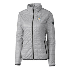Pittsburgh Steelers Cutter & Buck Women's Rainier PrimaLoft Eco Insulated Full-Zip Puffer Jacket Gray