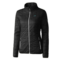 Carolina Panthers Cutter & Buck Women's Rainier PrimaLoft Eco Insulated Full-Zip Puffer Jacket Black