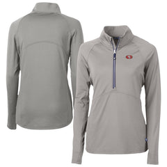 San Francisco 49ers Cutter & Buck Women's Adapt Eco Knit Stretch Recycled Half-Zip Pullover Top Gray