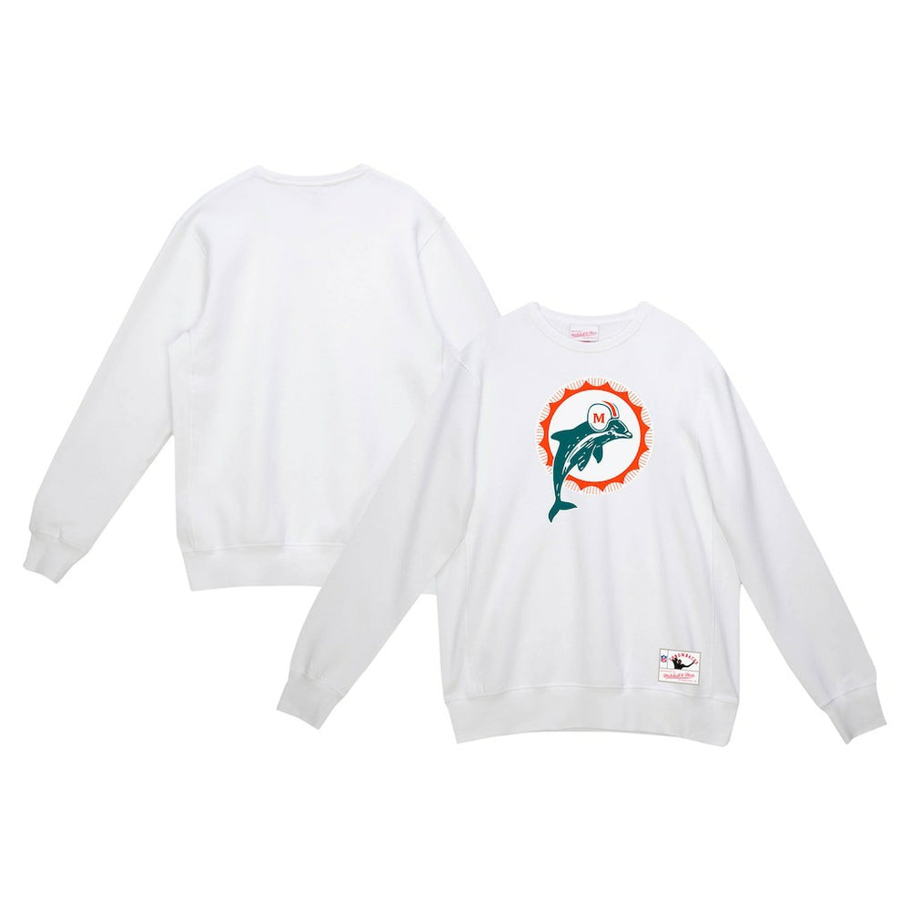 Mitchell & Ness Miami Dolphins Basic Fleece Pullover Sweatshirt White