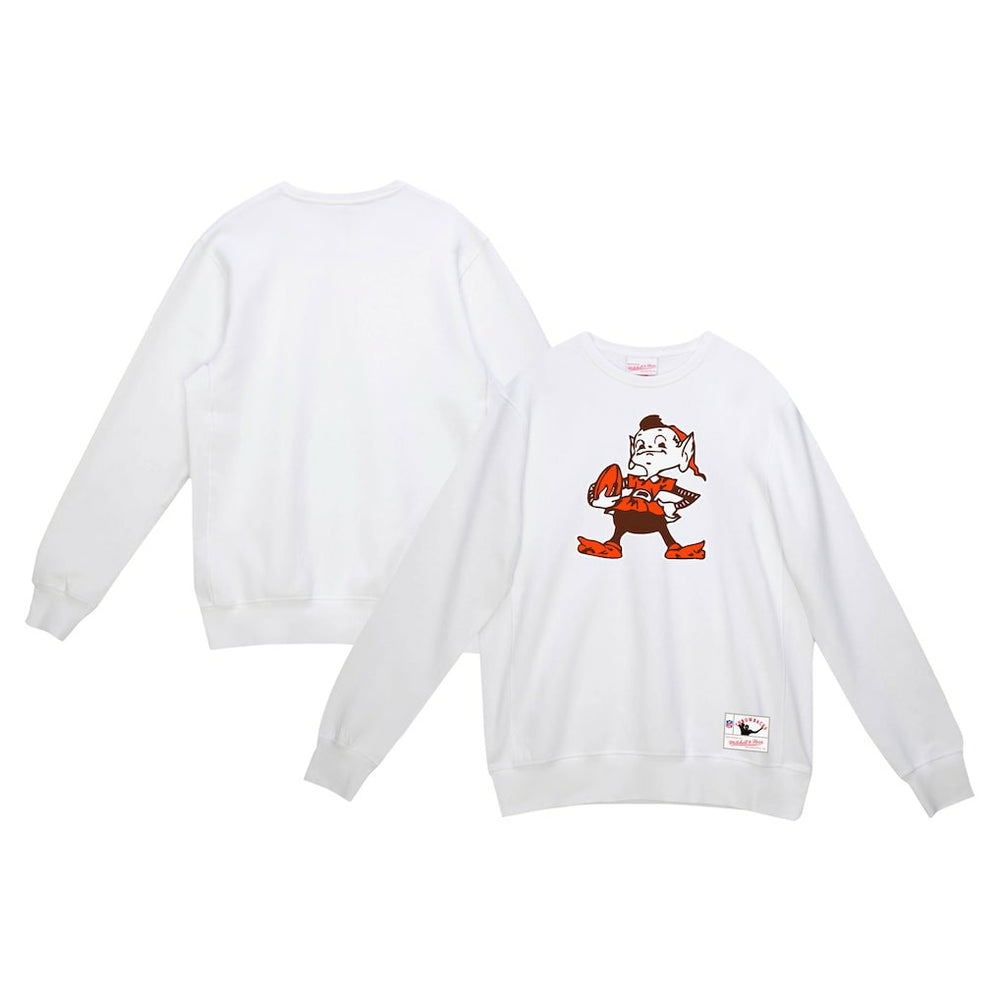 Mitchell & Ness Cleveland Browns Basic Fleece Pullover Sweatshirt White
