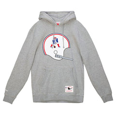 Mitchell & Ness New England Patriots Helmet Logo Vintage Pullover Hoodie Heather Gray