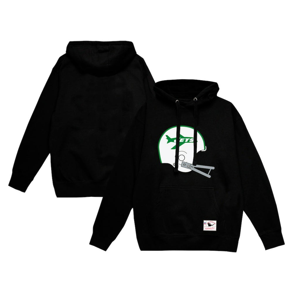 Mitchell & Ness New York Jets Helmet Logo Vintage Pullover Hoodie Black