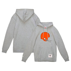 Mitchell & Ness Cleveland Browns Helmet Logo Vintage Pullover Hoodie Heather Gray