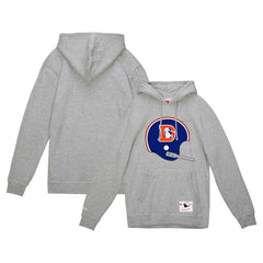 Mitchell & Ness Denver Broncos Helmet Logo Vintage Pullover Hoodie Heather Gray
