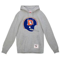 Mitchell & Ness Denver Broncos Helmet Logo Vintage Pullover Hoodie Heather Gray
