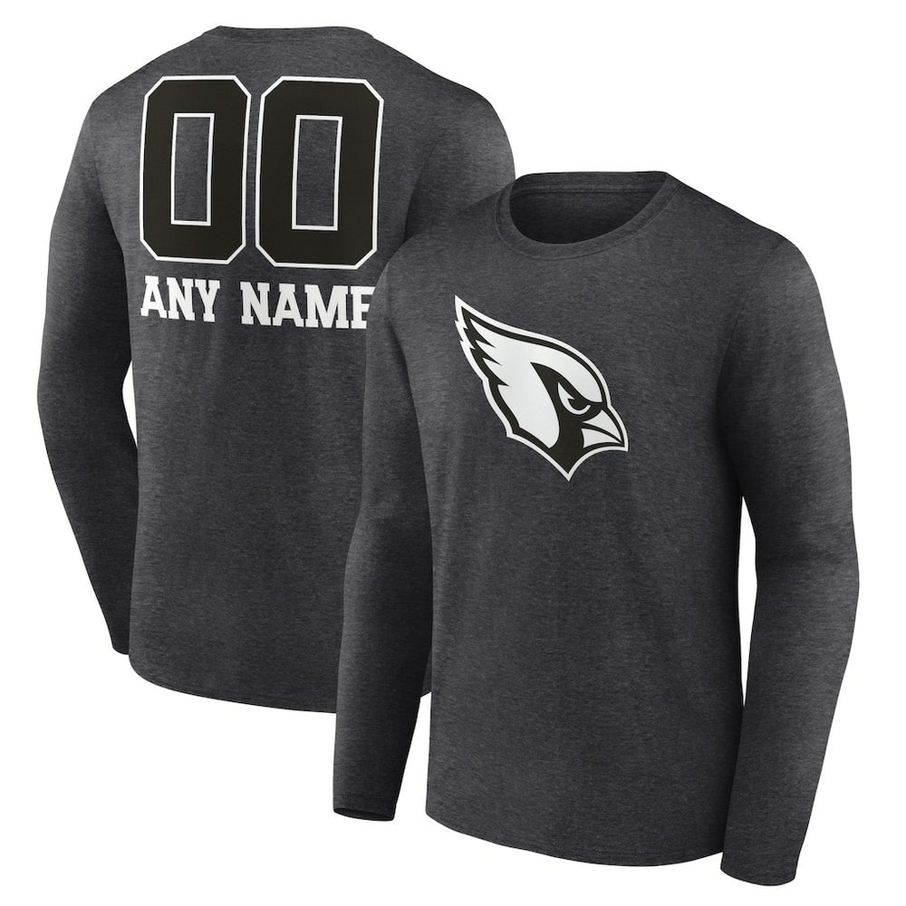 Arizona Cardinals Personalized Name & Number Monochrome Long Sleeve T-Shirt Charcoal