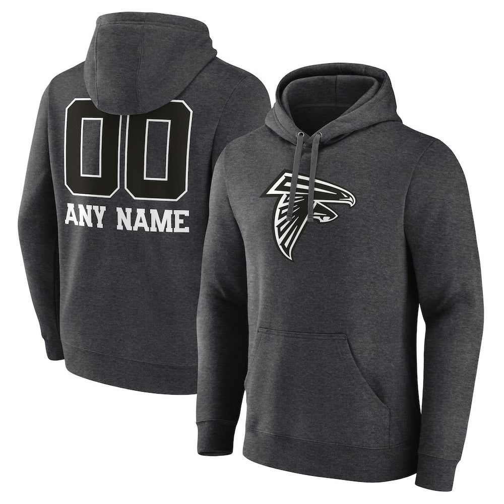 Atlanta Falcons Personalized Name & Number Monochrome Pullover Hoodie Charcoal