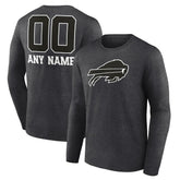 Buffalo Bills Personalized Name & Number Monochrome Long Sleeve T-Shirt Charcoal