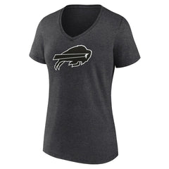 Buffalo Bills Women's Personalized Name & Number Monochrome V-Neck Long Sleeve T-Shirt Charcoal
