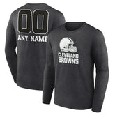 Cleveland Browns Personalized Name & Number Monochrome Long Sleeve T-Shirt Charcoal