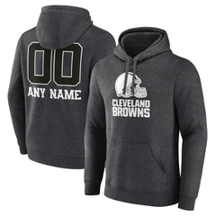 Cleveland Browns Personalized Name & Number Monochrome Pullover Hoodie Charcoal