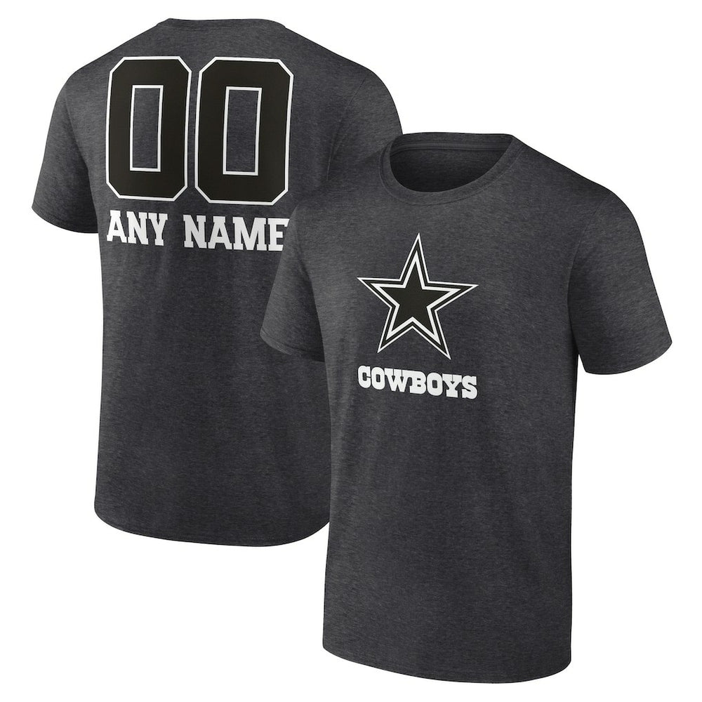 Dallas Cowboys Personalized Name & Number Monochrome T-Shirt Charcoal