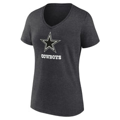 Dallas Cowboys Women's Personalized Name & Number Monochrome V-Neck Long Sleeve T-Shirt Charcoal