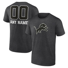 Detroit Lions Personalized Name & Number Monochrome T-Shirt Charcoal