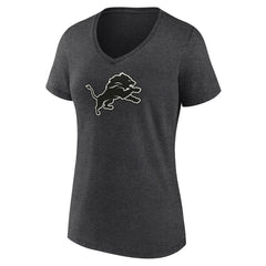 Detroit Lions Women's Personalized Name & Number Monochrome V-Neck Long Sleeve T-Shirt Charcoal