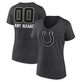 Indianapolis Colts Women's Personalized Name & Number Monochrome V-Neck Long Sleeve T-Shirt Charcoal
