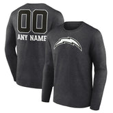 Los Angeles Chargers Personalized Name & Number Monochrome Long Sleeve T-Shirt Charcoal