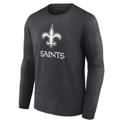 New Orleans Saints Personalized Name & Number Monochrome Long Sleeve T-Shirt Charcoal