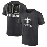 New Orleans Saints Personalized Name & Number Monochrome T-Shirt Charcoal