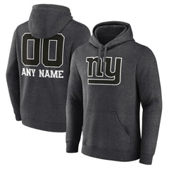 New York Giants Personalized Name & Number Monochrome Pullover Hoodie Charcoal
