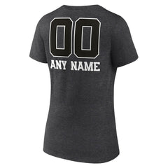 New York Giants Women's Personalized Name & Number Monochrome V-Neck Long Sleeve T-Shirt Charcoal