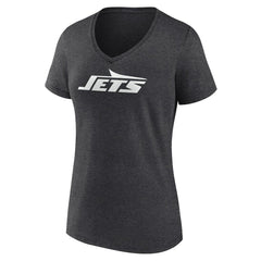 New York Jets Women's Personalized Name & Number Monochrome V-Neck Long Sleeve T-Shirt Charcoal