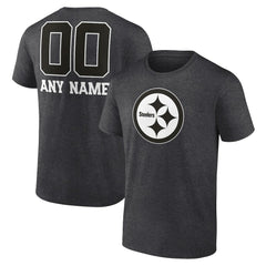 Pittsburgh Steelers Personalized Name & Number Monochrome T-Shirt Charcoal