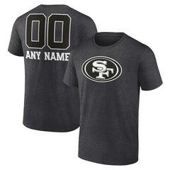 San Francisco 49ers Personalized Name & Number Monochrome T-Shirt Charcoal